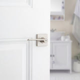 Kwikset Ladera Satin Nickel Bed & Bath Door Lever with Square Trim, Microban Antimicrobial Technology
