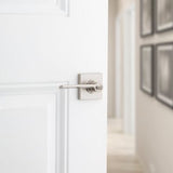 Kwikset Ladera Satin Nickel Bed & Bath Door Lever with Square Trim, Microban Antimicrobial Technology