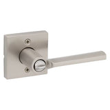 Kwikset Lisbon Square Keyed Entry Door Lever with SmartKey Security, Satin Nickel