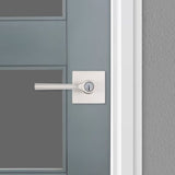 Kwikset Lisbon Square Keyed Entry Door Lever with SmartKey Security, Satin Nickel