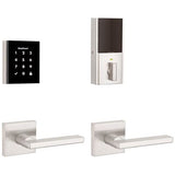 Kwikset Obsidian Satin Nickel Keyless Electronic Touchscreen Deadbolt with Halifax Passage Lever