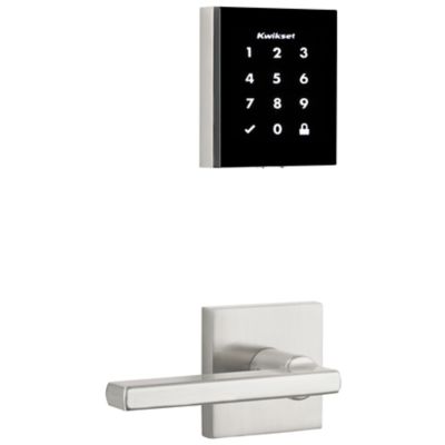 Kwikset Obsidian Satin Nickel Keyless Electronic Touchscreen Deadbolt with Halifax Passage Lever