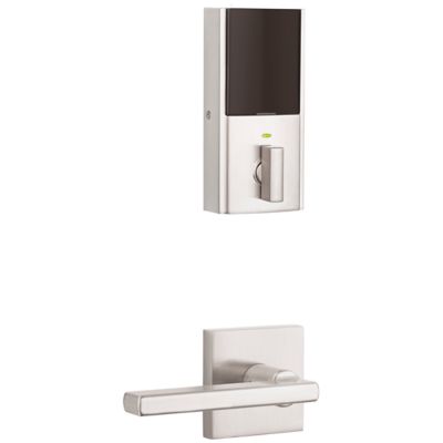 Kwikset Obsidian Satin Nickel Keyless Electronic Touchscreen Deadbolt with Halifax Passage Lever