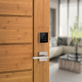 Kwikset Obsidian Satin Nickel Keyless Electronic Touchscreen Deadbolt with Halifax Passage Lever