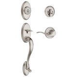 Kwikset Shelburne Satin Nickel SmartKey Single-Cylinder Deadbolt Keyed Entry Door Handleset with Tustin Lever