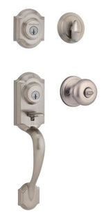 Kwikset Montara Satin Nickel SmartKey Single-Cylinder Deadbolt Keyed Entry Door Handleset