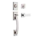 Kwikset Tavaris Satin Nickel Single Cylinder Door Handleset with Vedani Lever Featuring SmartKey Security