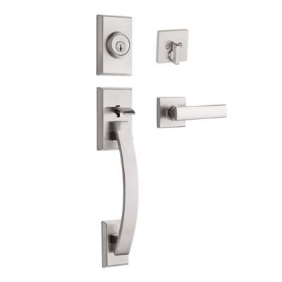 Tavaris Satin Nickel Single Cylinder Door Handleset with Vedani Lever, SmartKey Security – Kwikset