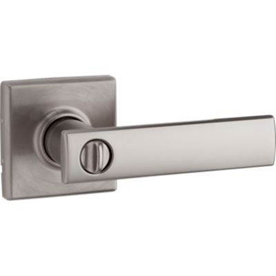 Vedani Satin Nickel Square Exterior Entry Door Lever featuring SmartKey Security