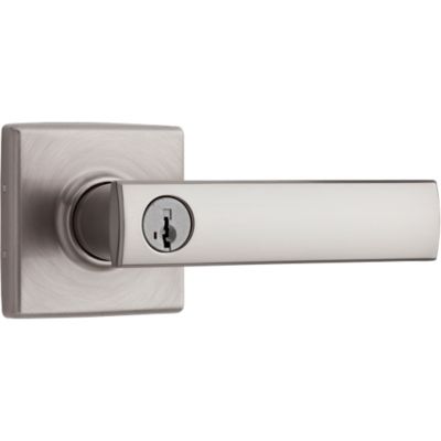 Vedani Satin Nickel Square Exterior Entry Door Lever featuring SmartKey Security