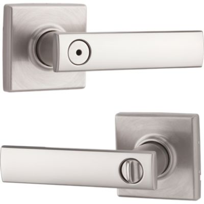 Kwikset Vedani Square Satin Nickel Privacy Bed/Bath Door Lever