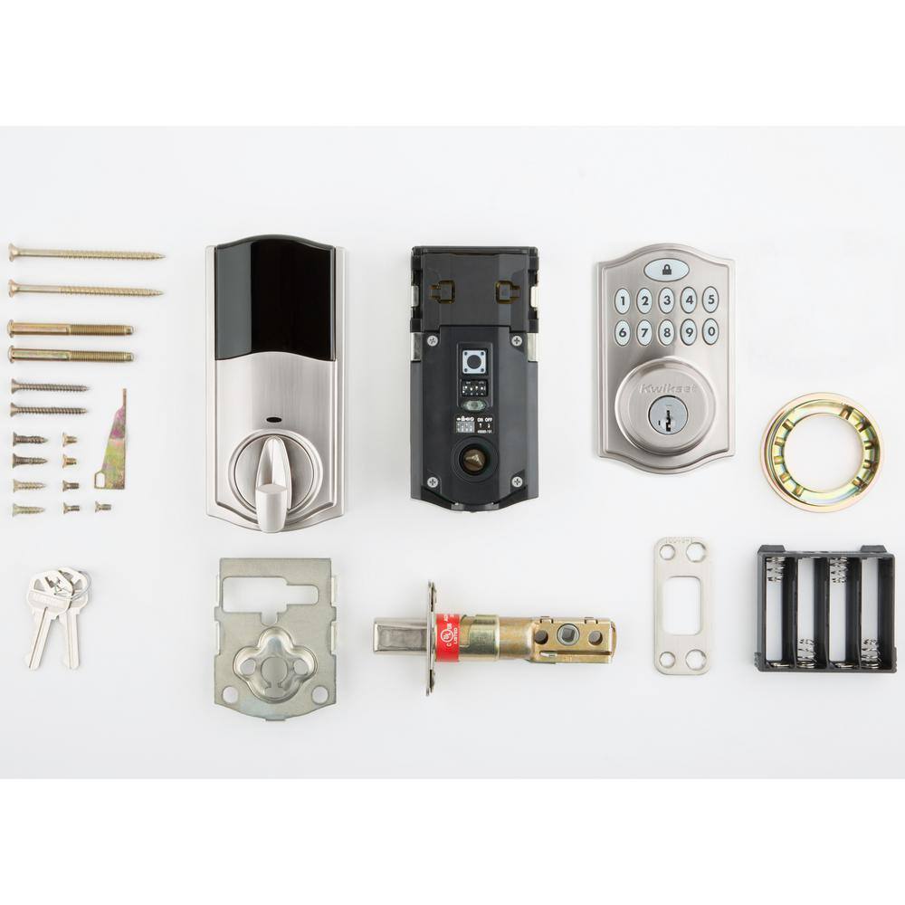 Kwikset Z-Wave SmartCode Satin Nickel Single Cylinder Keypad Electronic Deadbolt with Juno Hall/Closet Knob