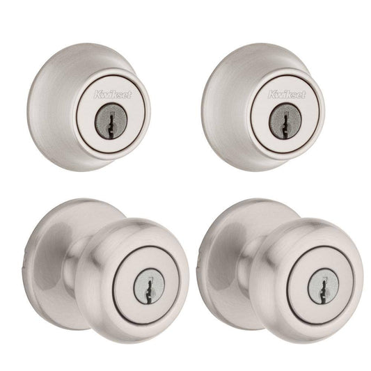 Kwikset Cove Satin Nickel Single-Cylinder Deadbolt Combo Pack (2-Pack)