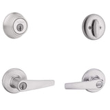 Kwikset Delta Satin Chrome Exterior Door Lever & Single Cylinder Deadbolt Combo Pack with SmartKey Security