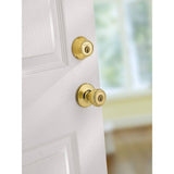 Kwikset Tylo Polished Brass Entry Door Knob & Double Cylinder Deadbolt Combo Pack with Microban Antimicrobial Technology
