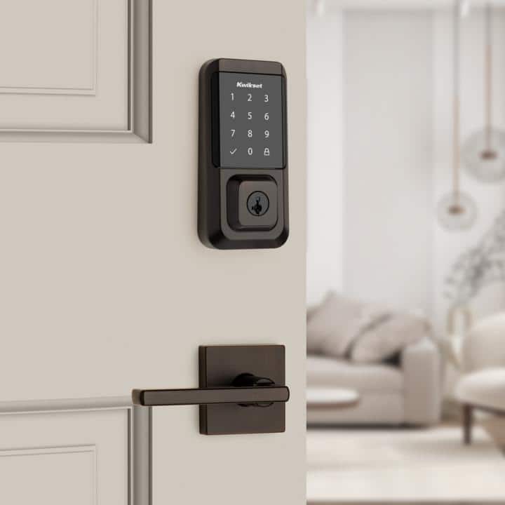 Kwikset HALO Venetian Bronze Touchscreen Single-Cylinder Electronic Smart Lock Deadbolt W/Halifax Square Lever Project Pack