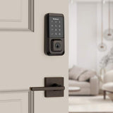 Kwikset HALO Venetian Bronze Touchscreen Single-Cylinder Electronic Smart Lock Deadbolt W/Halifax Square Lever Project Pack