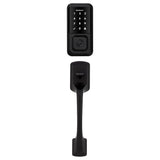 Kwikset Halo Black Single-Cylinder Touchscreen Electronic Deadbolt with Prague Entry Door Handle set Pismo Door Knob Combo Pack