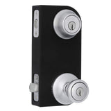 Kwikset Tylo Satin Chrome Entry Door Knob and Single Cylinder Deadbolt Combo Pack