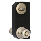 Kwikset Tylo Antique Brass Entry Door Knob and Single Cylinder Deadbolt Combo Pack with Microban Antimicrobial Technology