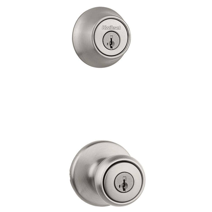 Kwikset Tylo Satin Nickel Door Knob Combo Pack with SmartKey Security & Microban Antimicrobial