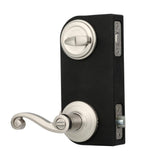 Kwikset Lido Satin Nickel SmartKey Single-Cylinder Deadbolt Universal Keyed Entry Door Handle Combo Pack (1 Handle and 1 Deadbolt)