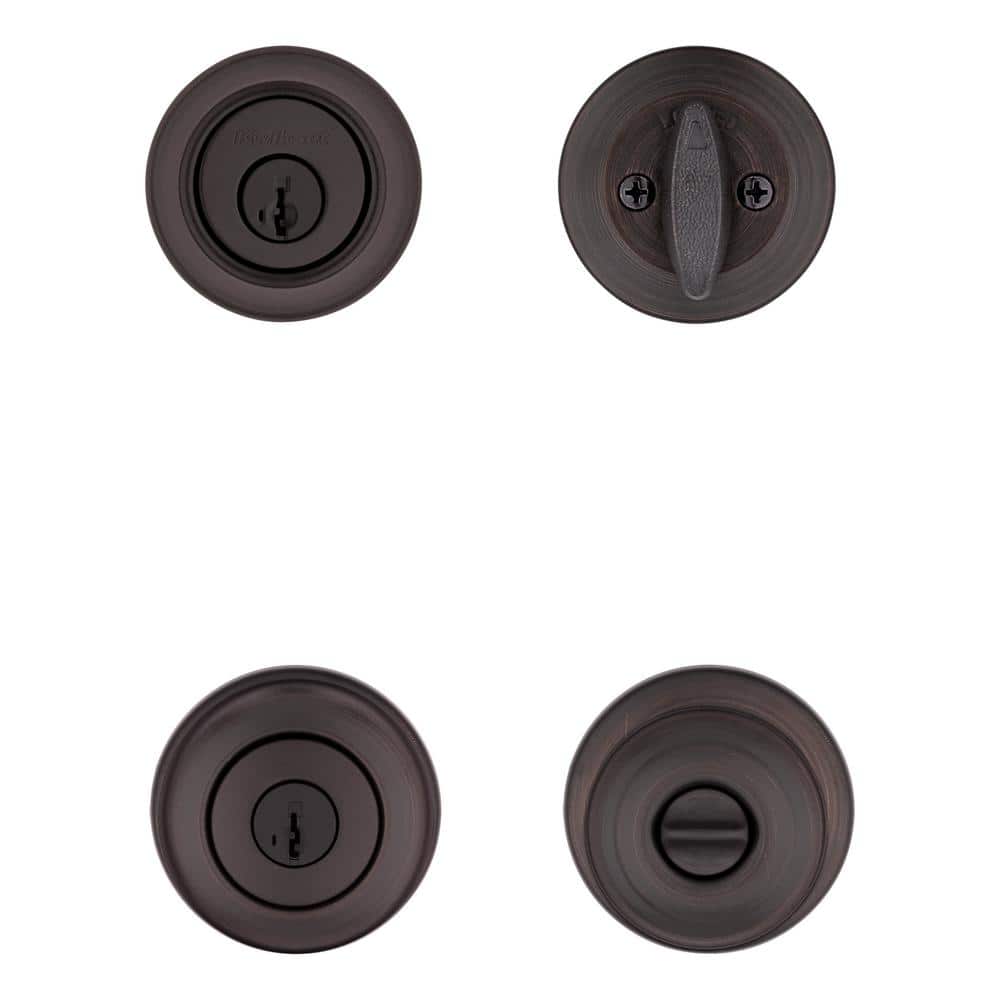 Kwikset Cove Venetian Bronze Exterior Entry Door Knob and Single Cylinder Deadbolt Combo Pack