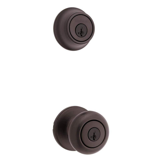Kwikset Cove Venetian Bronze Exterior Entry Door Knob and Single Cylinder Deadbolt Combo Pack