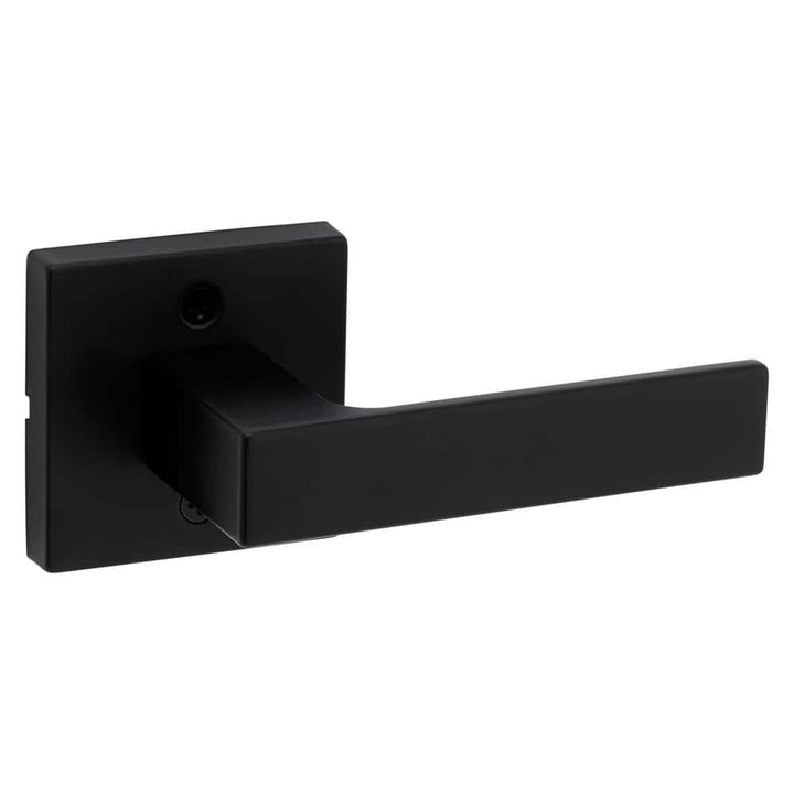 Kwikset Singapore Square Matte Black Half-Dummy Door Lever with Microban