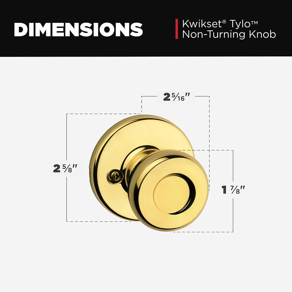 Kwikset Tylo Polished Brass Dummy Knob, Right or Left Handed