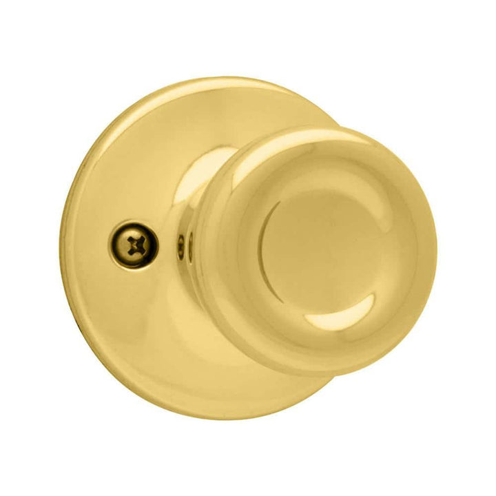 Kwikset Tylo Polished Brass Dummy Door Knob with Microban Antimicrobial Technology