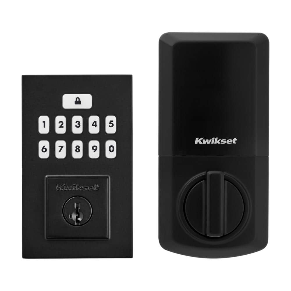 Kwikset SmartCode 260 Contemporary Matte Black Keypad Electronic Deadbolt Featuring SmartKey Security With Casey Passage Lever