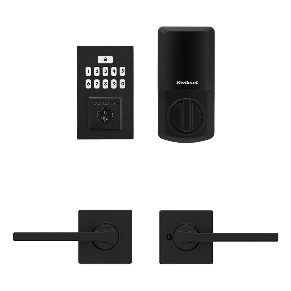 Kwikset SmartCode 260 Contemporary Matte Black Keypad Electronic Deadbolt Featuring SmartKey Security With Casey Passage Lever