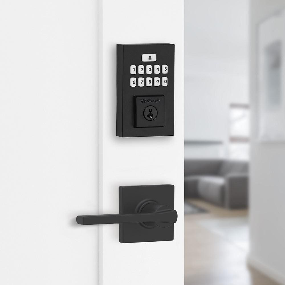 Kwikset SmartCode 260 Contemporary Matte Black Keypad Electronic Deadbolt Featuring SmartKey Security With Casey Passage Lever