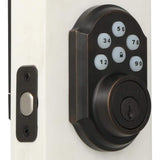 Kwikset Z-Wave SmartCode 910 Venetian Bronze Single Cylinder Electronic Deadbolt featuring Milan Hall/Closet Lever