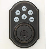 Kwikset Z-Wave SmartCode 910 Venetian Bronze Single Cylinder Electronic Deadbolt featuring Milan Hall/Closet Lever