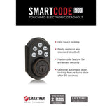 Kwikset Z-Wave SmartCode 910 Venetian Bronze Single Cylinder Electronic Deadbolt featuring Milan Hall/Closet Lever