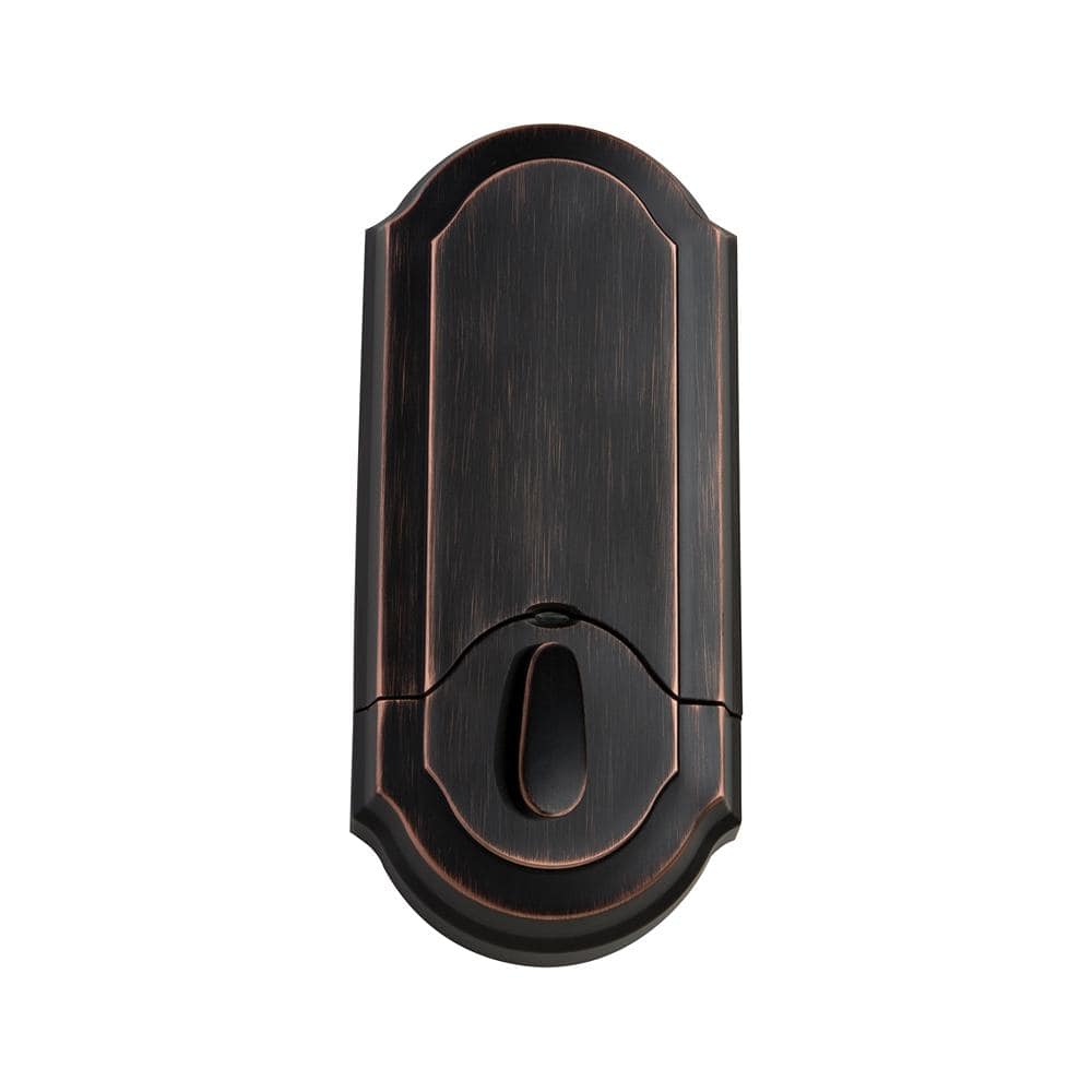 Kwikset Z-Wave SmartCode 910 Venetian Bronze Single Cylinder Electronic Deadbolt featuring Milan Hall/Closet Lever