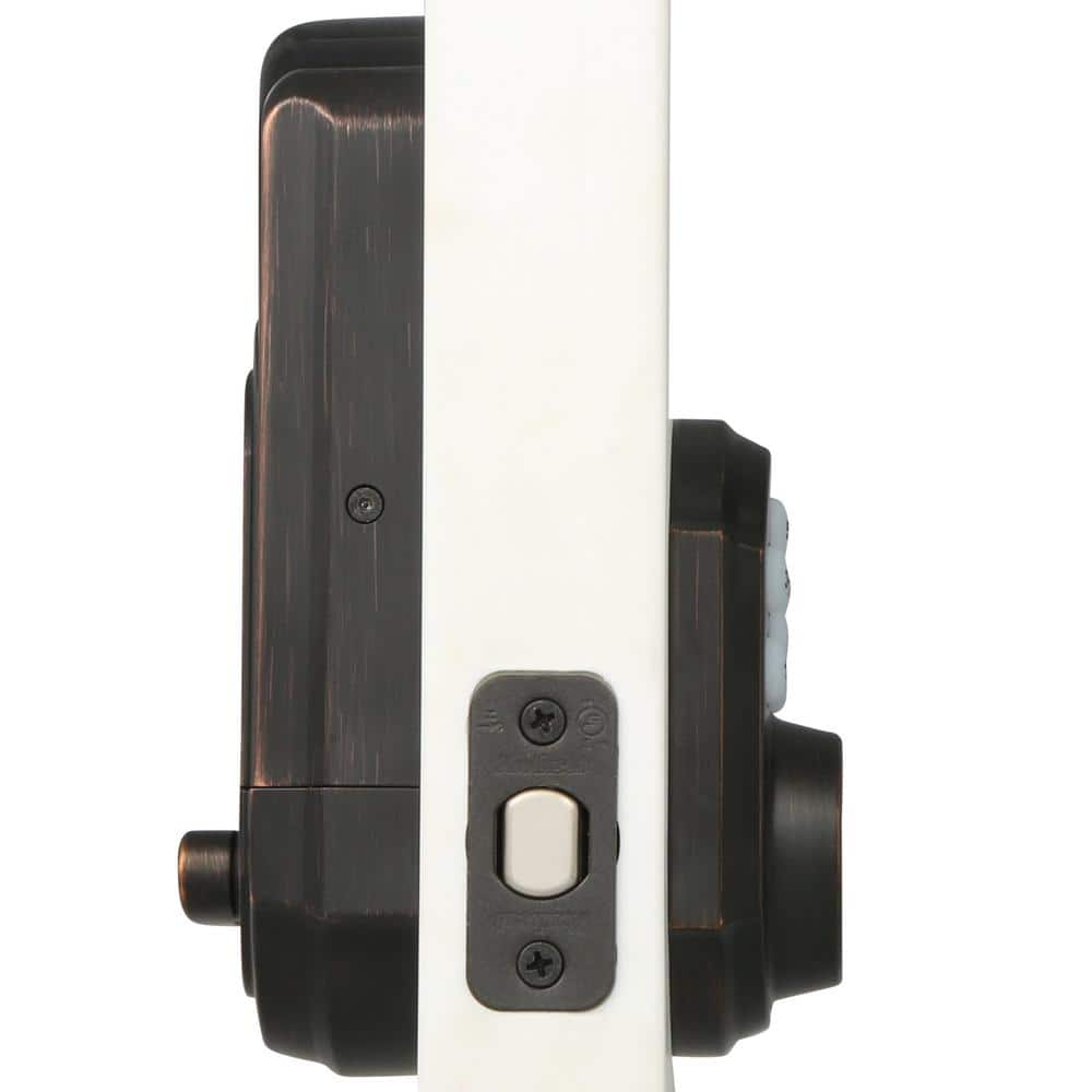 Kwikset Z-Wave SmartCode 910 Venetian Bronze Single Cylinder Electronic Deadbolt featuring Milan Hall/Closet Lever