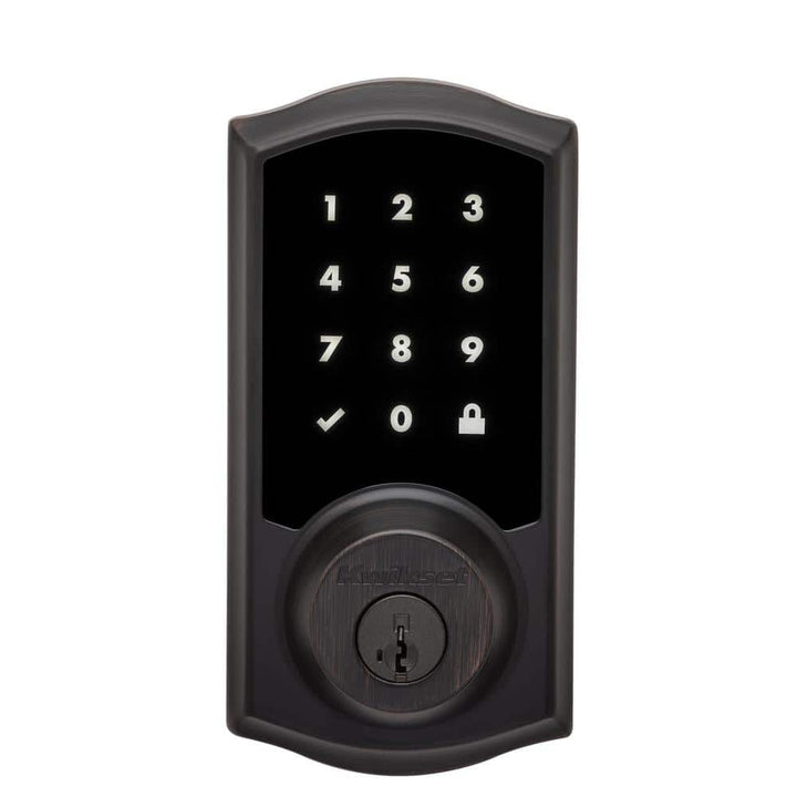 Kwikset Premis Touchscreen Smart Lock, Venetian Bronze, Single Cylinder Electronic Deadbolt with Juno Hall/Closet Knob