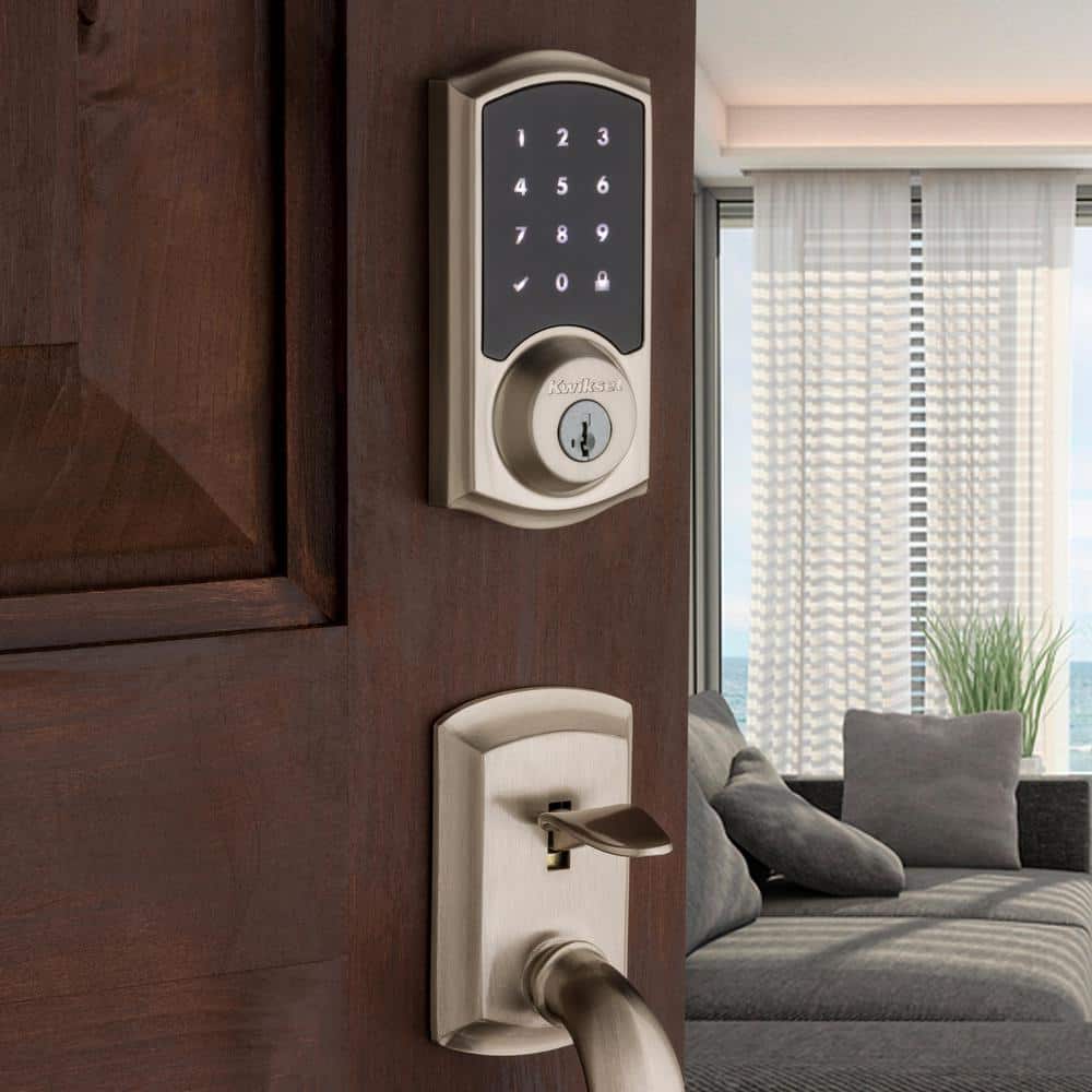 Kwikset Premis Touchscreen Smart Lock, Satin Nickel Single Cylinder Electronic Deadbolt with SmartKey Security