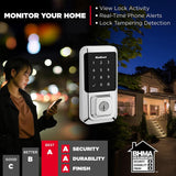 Kwikset HALO Polished Chrome Touchscreen WiFi Keypad Electronic Single-Cylinder Smart Lock Deadbolt featuring SmartKey Security