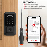 Kwikset HALO Matte Black Touchscreen WiFi Keypad Electronic Single-Cylinder Smart Lock Deadbolt featuring SmartKey Security