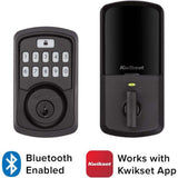 Kwikset Aura Matte Black Single Cylinder Electronic Bluetooth Keypad Smart Lock Deadbolt featuring SmartKey Security