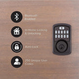Kwikset Aura Matte Black Single Cylinder Electronic Bluetooth Keypad Smart Lock Deadbolt featuring SmartKey Security