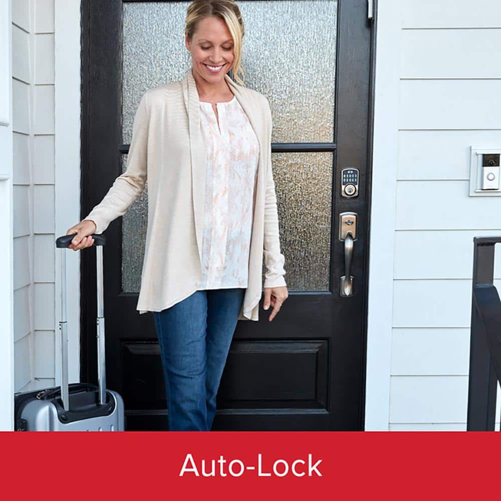 Kwikset Aura Matte Black Single Cylinder Electronic Bluetooth Keypad Smart Lock Deadbolt featuring SmartKey Security
