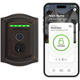 Kwikset Halo Touch Venetian Bronze Traditional Fingerprint Wi‑Fi Electronic Smart Lock Deadbolt with SmartKey Security