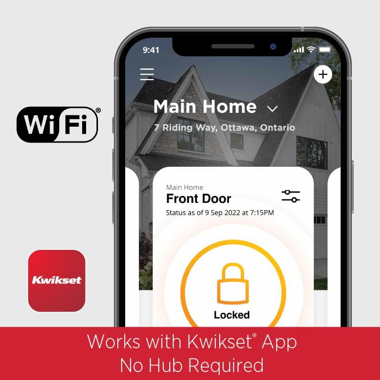 Kwikset HALO Matte Black Touchscreen Wifi Electronic Single-Cylinder Smart Lock Deadbolt W/Halifax Square Lever Combo Pack