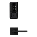 Kwikset HALO Matte Black Touchscreen Wifi Electronic Single-Cylinder Smart Lock Deadbolt W/Halifax Square Lever Combo Pack