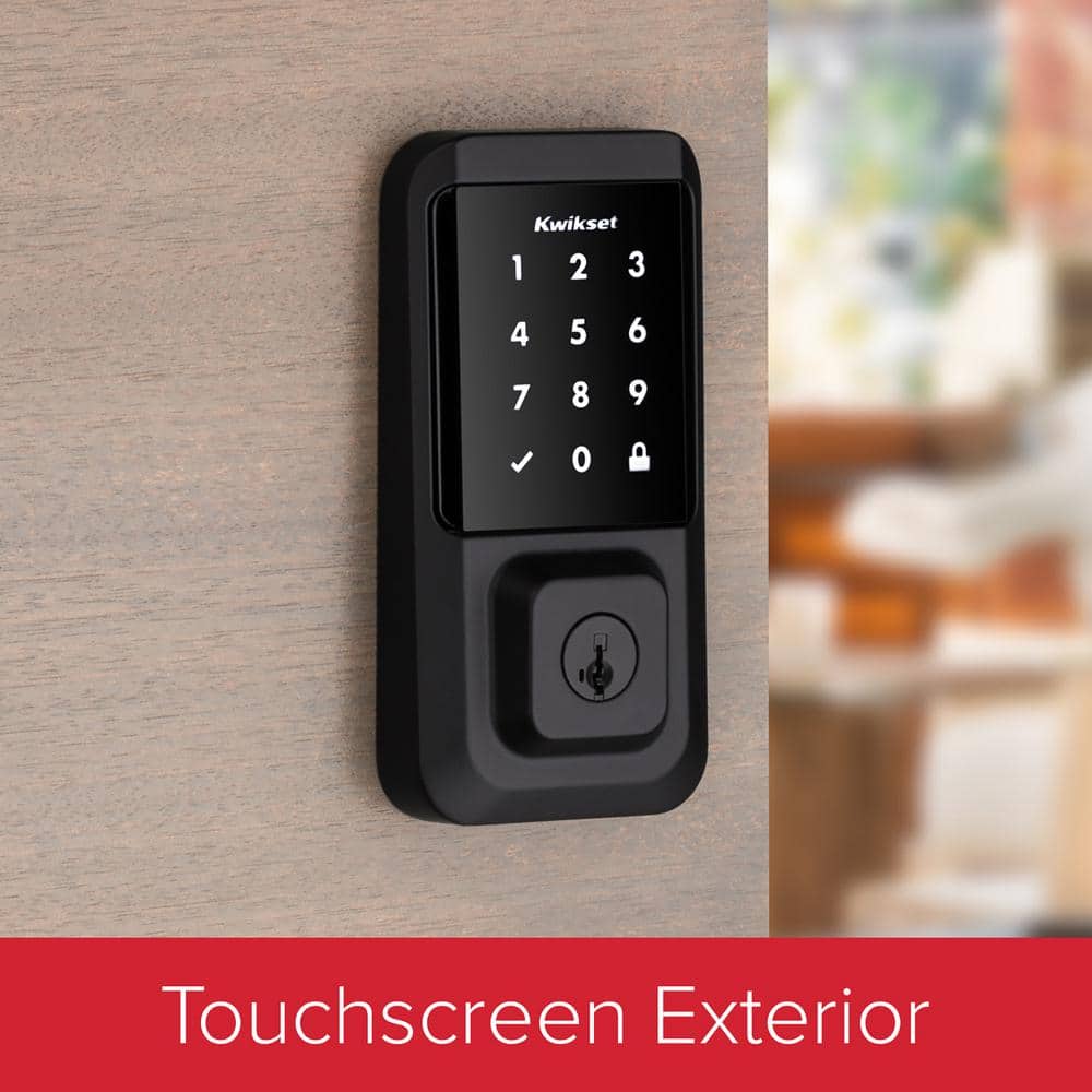 Kwikset HALO Matte Black Touchscreen Wifi Electronic Single-Cylinder Smart Lock Deadbolt W/Halifax Square Lever Combo Pack